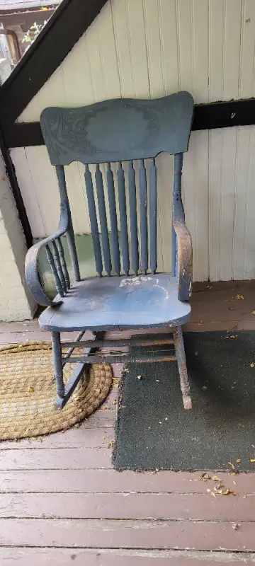 Antique Full-sized Blue Shabby Chic Rocker, View more