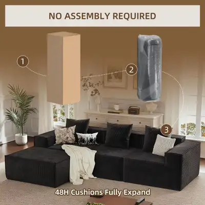 Brand New Corduroy L-Shaped Sectional Sofa Selling at $399, View more