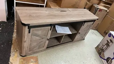 TV Stand for TVs up to 65 Inches, Farmhouse Entertainment Center with Sliding Barn Doors, TV Console...