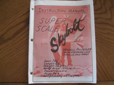 Full scale plans and cowl for a 1/4 scale skybolt radio control airplane.