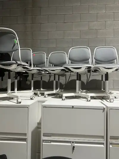 x9 Matching Grey / White Rolling office chair, adjustable height, View more