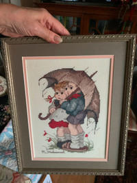 Collection of vintage framed needlepoint