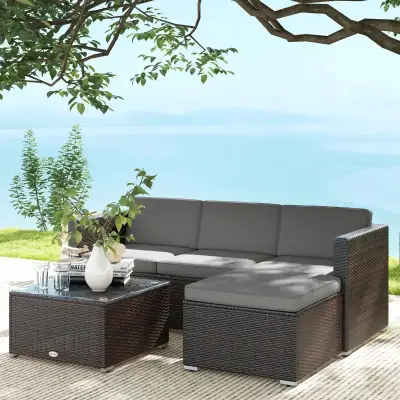 Patio Furniture w/ Soft Cushions, Corner Sofa Sets, Grey, View more