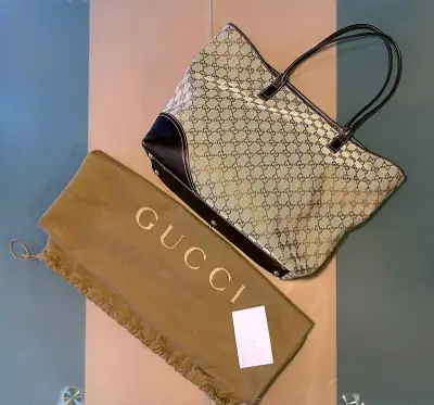 GUCCI Shoulder Tote Bag 169945 GG Canvas, Leather Abby Newbritt, View more