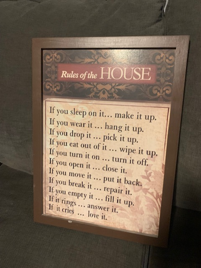 " Rules Of The House "  Placard 14 "X 23" (nice piece), View more