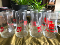 8 vintage 7-up The Uncola upside down glasses