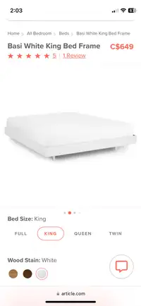 King bed frame white