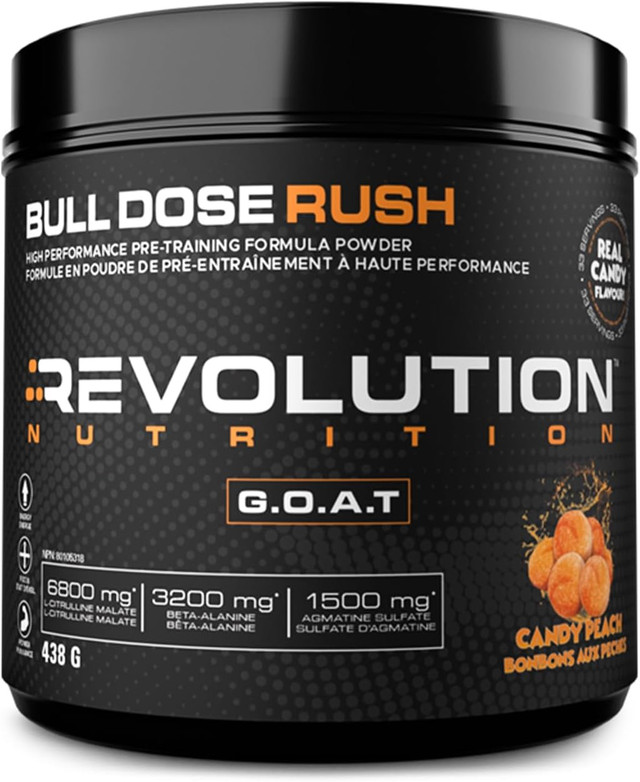 Revolution Nutrition, Bull Dose Rush, Pre-Workout, 33 Servings dans Santé et besoins spéciaux  à Ville de Montréal