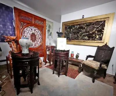 Monumental Huanghuali Intricate Openwork Carving of 4 Phoenixes, View more
