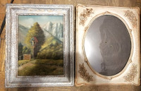 VINTAGE OIL PAINTING & PICTURE FRAME
