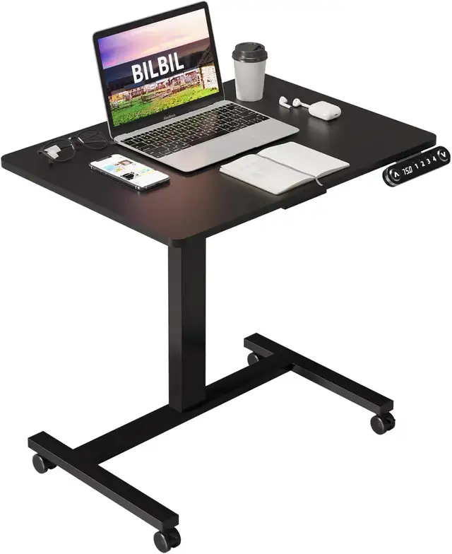 BilBil Electric Standing Desk With Lockable Wheels, 32*24 Inch in Desks in Sarnia - Image 2
