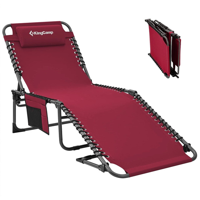 KingCamp Folding Chaise Lounge Chair for Outside Beach, Sunbathi in Patio & Garden Furniture in Mississauga / Peel Region