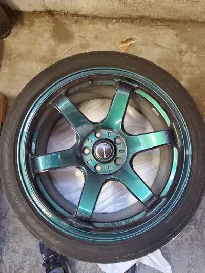 selling swt of 4 superspeed rims nebula 18x9.5 +38. was in 2018 subaru wrx. rims are w/ ceramic coat...