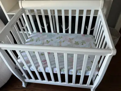 White Crib, Includes mattress , View more