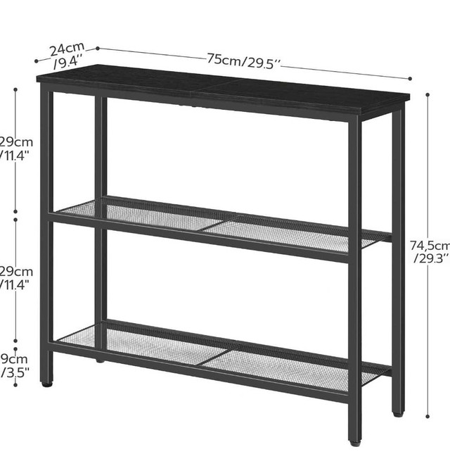 Black Metal and Wood Console Table with Three Shelves in Other Tables in Markham / York Region - Image 4