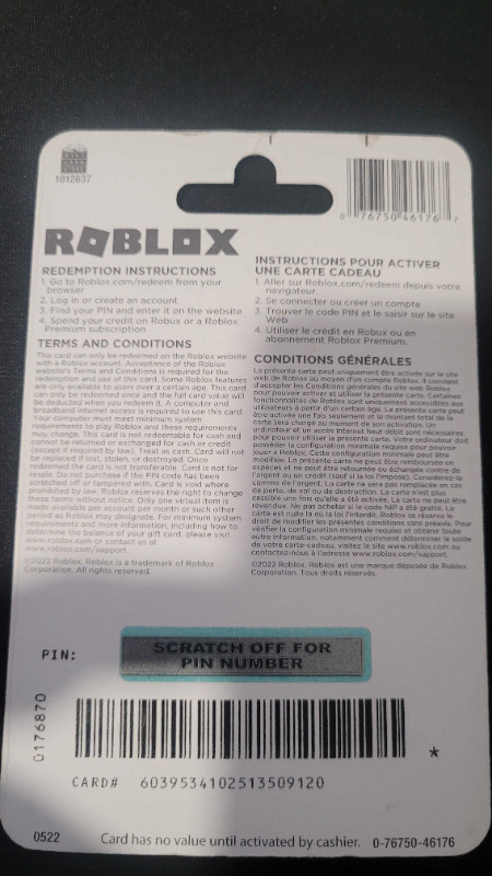 Carte cadeau Roblox de 50$ pour 35$ dans Autre  à Saint-Jean-sur-Richelieu - Image 2