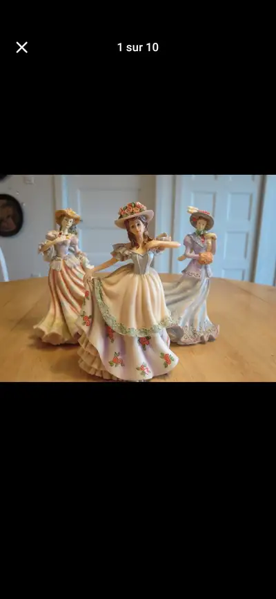 Magnifique figurines (3) Leonardo Collection - Winter Walk 1997 - Springtime Stroll 1997 - Graceful...