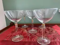 Glasses- Martini, Cordial Set, Champagne, silver candle holders