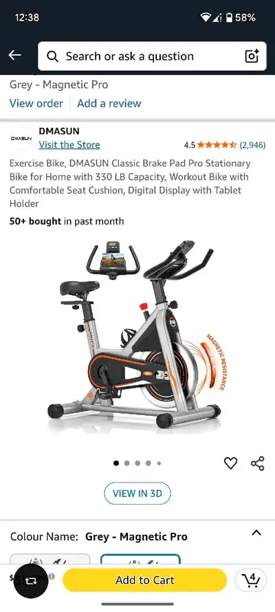 Get ready to achieve your fitness goals with this brand new stationary bike! Designed for comfort an...