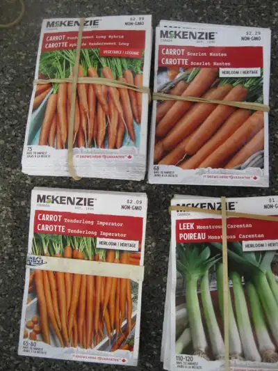 Limited quantity. Seeds kept cool and dry. Photos not posting. $1 to $1.50/ package. Some carrot. le...