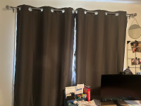 Dark gray curtain panels 