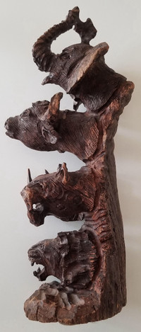 Sculpture sur bois vintage africain Animaux de safari