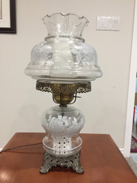 Victorian style table and swag lamps