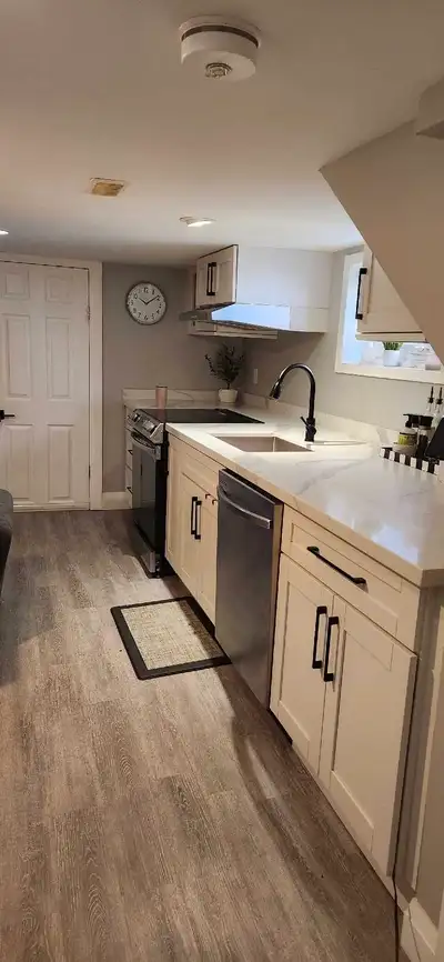 1 bedroom basement apartment . separate entrance . large quartz counter space . new appliances stain...