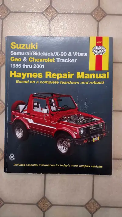 Haynes Repair Manual 1986-2001 Suzuki Samurai/Sidekick Geo & Chevrolet Tracker Excellent condition A...