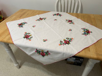 Vintage Table Cloth with Floral Embroidery