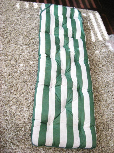 Great Shape 70 x23" Deck Lounger Green White Striped Cushion, View more
