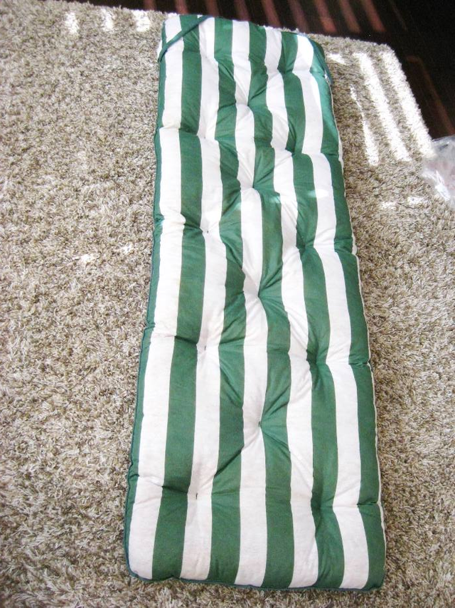 Great Shape 70 x23" Deck Lounger Green White Striped Cushion