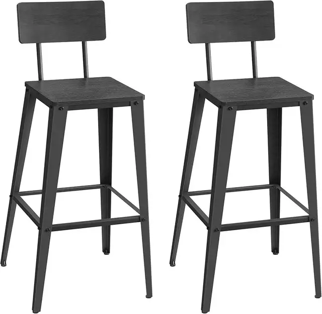 Bar Stools Kitchen Chairs with Back Rest Steel Frame Easy Assem in Chairs & Recliners in Markham / York Region - Image 4