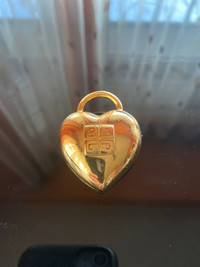 Givenchy Vintage 4G Logo Heart Lock  Brooch 