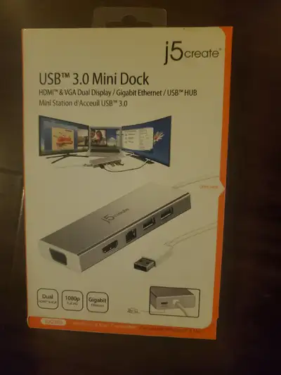 j5create USB 3.0 Mini Dock. External Dual Monitor Display. Ethe, View more
