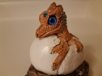 Vintage Windstone Brown Hatching Baby Dragon Figurine Pena 1984