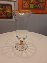 New Mikasa Crystal Vase with gold rim and band