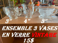 Ensemble 3 vases en verre VINTAGE