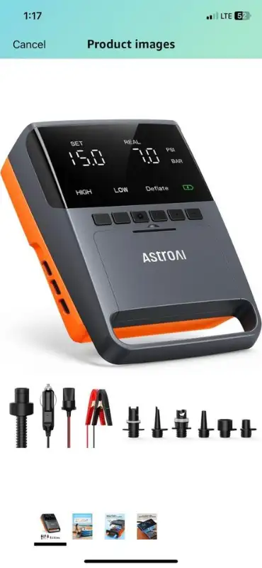 AstroAI 20 PSI Paddle Board Pump, High-Pressure SUP Electric Air Pump, DC Metal Structure Intelligen...