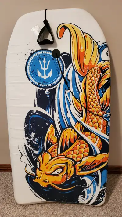 This body/boogie board is very light because it is made of fabric covered styrofoam. It measures 35...