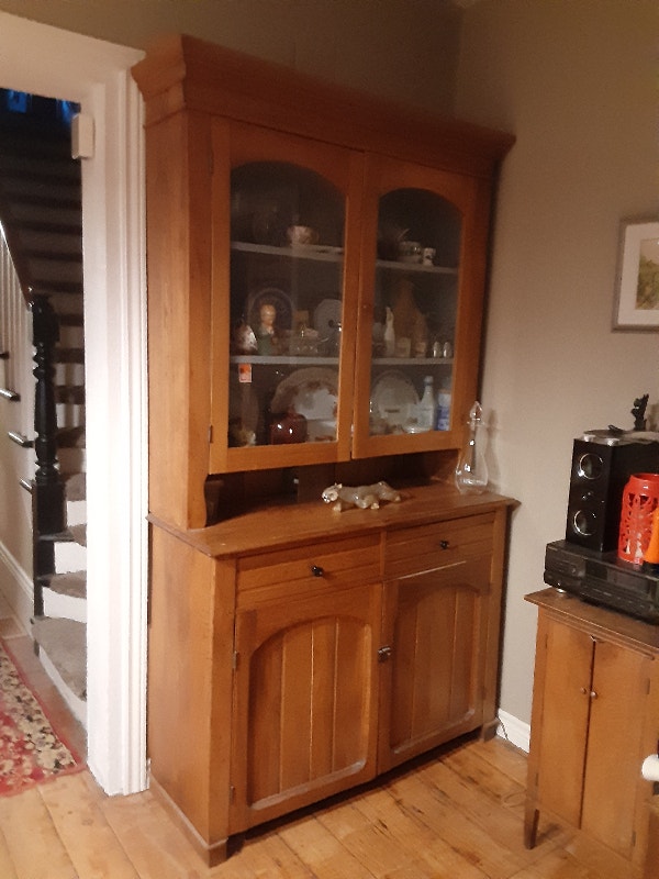 Antique Step Back Hutch Ca 1890s w/ Glass Doors Hutches & Display Peterborough
