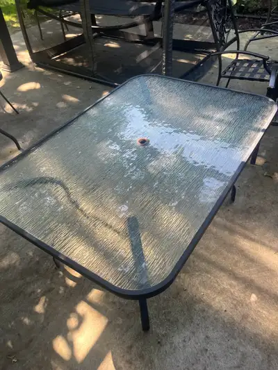 beautiful patio table stored indoors in winter, View more