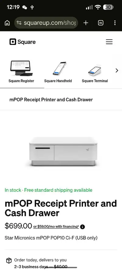 Square cashier+ printer Mpop, View more