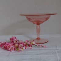 Pink depression glass, footed candy dish