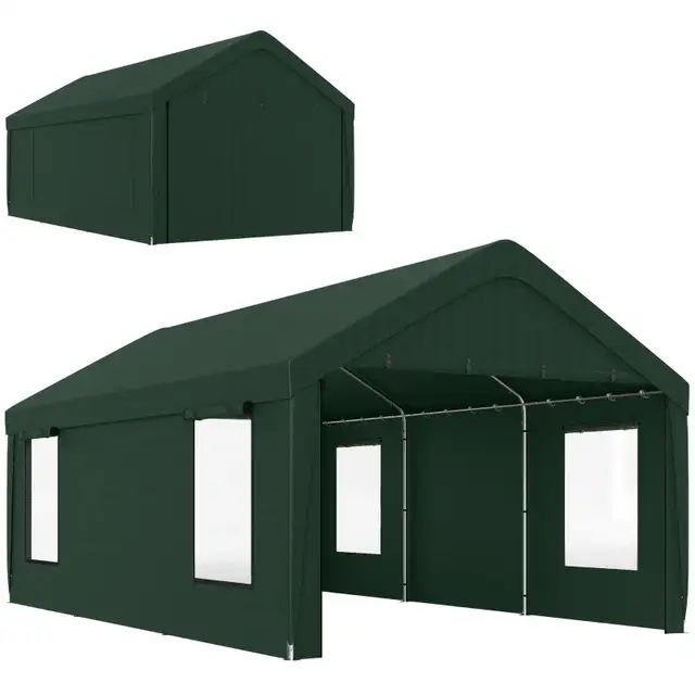 12’x’20’x9.8’, Carport w/2 Roll-Up Doors, 4 Windows, Dark Gree in Outdoor Tools & Storage in Markham / York Region - Image 11