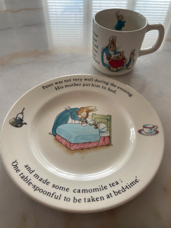Royal Dalton Bunnykin & Wedgewood Peter Rabbit plate & cups in Feeding & High Chairs in St. Catharines - Image 3