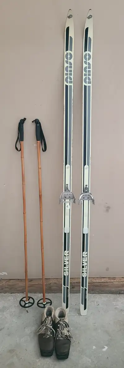 Silver Pinso Cross Country Skis with Poles and Shoes, View more
