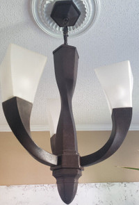Beautiful Park Avenue Hanging 3-Light Set, in Tannery Bronze.