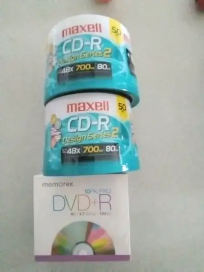2- cd spools: 50 per spool asking $7.50 each 1 - DVD boxed DVD media in plastic storage cases -10. A...