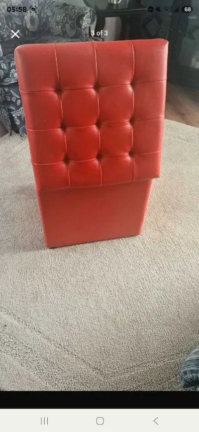 Red Tufted Storage Ottoman, View more